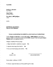 Vloga za registracijo društva, ki je nastalo s spojitvijo - S tem obrazcem se pri upravni enoti registrira društvo, ki je nastalo s spojitvijo dveh ali več društev. Vlogo je potrebno vložiti v roku 30 dni po sprejetih statusnih spremembah. Društvo, ki je nastalo s spojitvijo, je pravni naslednik spojenih društev.
Za vlogo in izdajo odločbe je treba plačati upravno takso v vrednosti 24,32 EUR po tarifni št. 1 (3,55 EUR) in 1. točki tarifne št. 15 (21,27 EUR) Zakona o upravnih taksah .